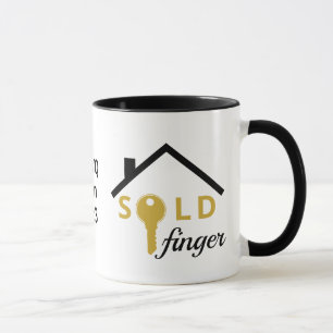 SolLD FINGER Roligt Real Gods Agent Realtor Mugg