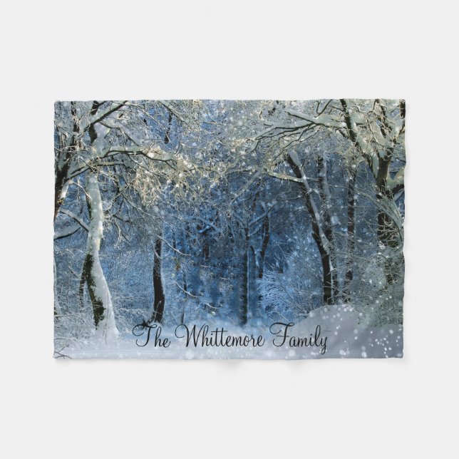 Sollight Snö Winter Forest Namn Fleece Blanket (Framsidan (Horisontell))