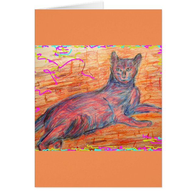 solljus cobblestone cat hälsningskort (Framsidan)