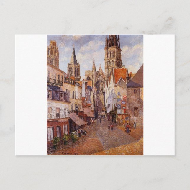 Solljus, eftermiddag, La Rue de l'Epicerie, Rouen Vykort (Framsida)