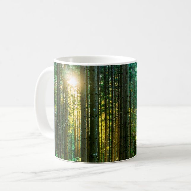 Solljus genom Forest Träd Kaffemugg (Framsida vänster)
