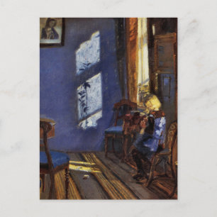Solljus i det blå rummet konst av Anna Ancher Vykort
