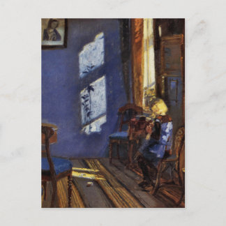 Solljus i det blå rummet konst av Anna Ancher Vykort