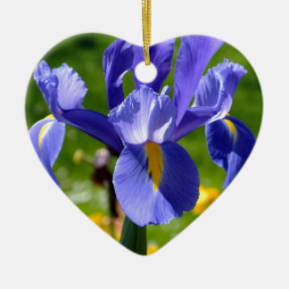 Solljus på blå iris julgransprydnad keramik