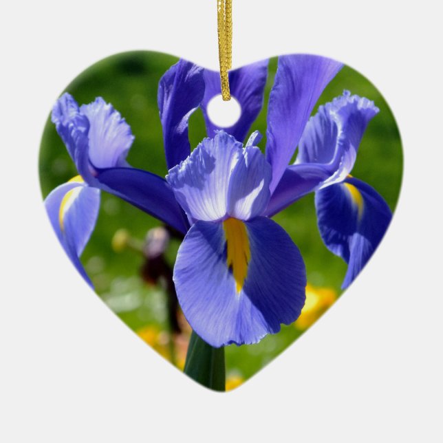 Solljus på blå iris julgransprydnad keramik (Framsidan)