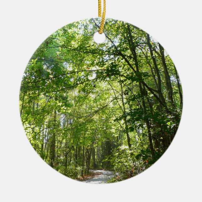 Solljus på träbelagd Väg vid Centennial Park Julgransprydnad Keramik (Framsidan)