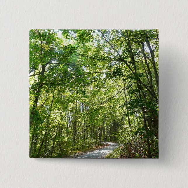 Solljus på träbelagd Väg vid Centennial Park Knapp (Framsida)