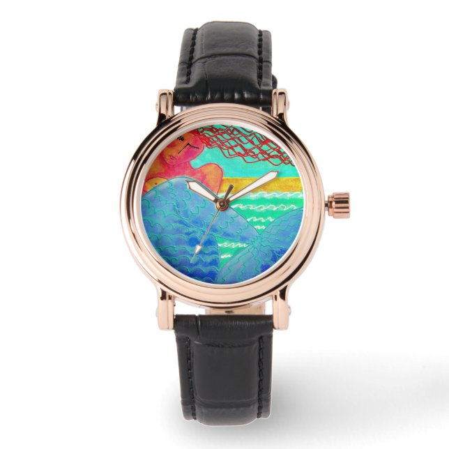 Solljus Sjöjungfru Abstrakt konst till Bära Armbandsur (Framsida)