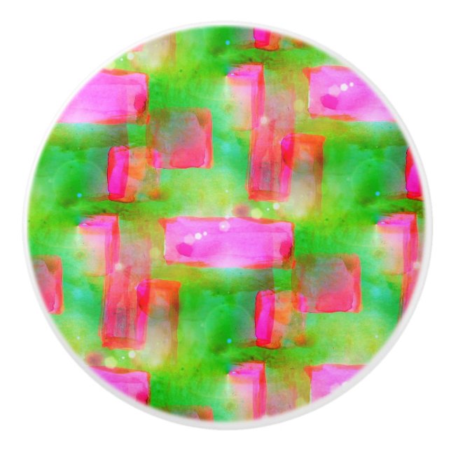 Solljusfärgad abstrakt, målad gult, rosa knopp (Framsidan)