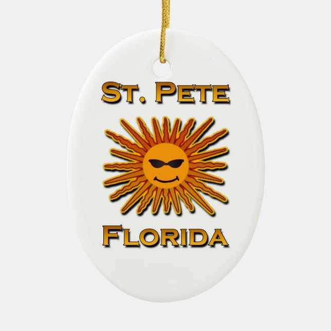 Sollogotyp för St. Pete Florida Julgransprydnad Keramik (Framsidan)
