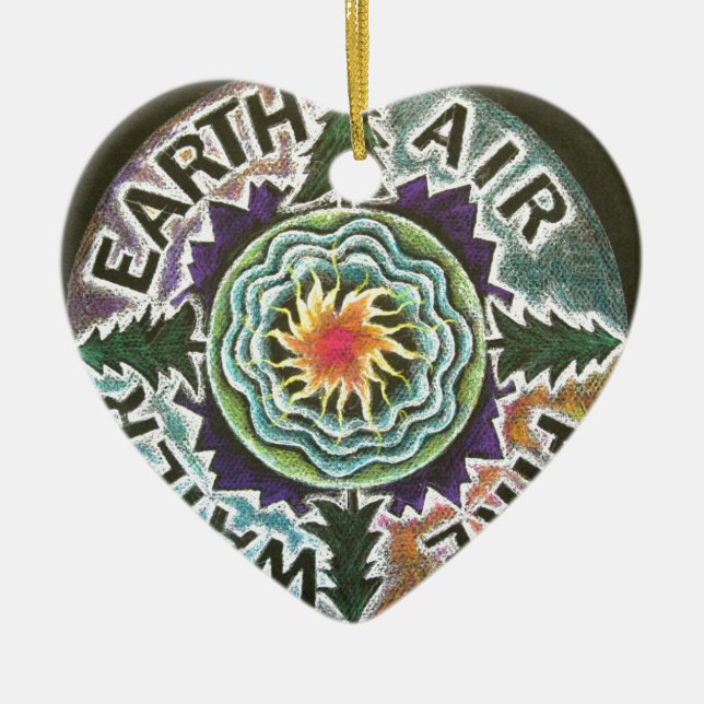 SolMandala för fyra inslag Julgransprydnad Keramik (Framsidan)