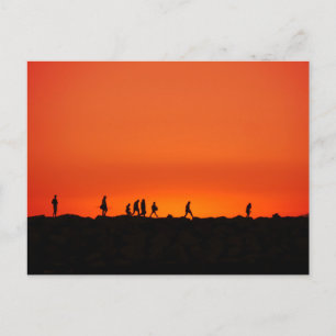 Solnedåtriktad liggande, fin grafik-foto vykort