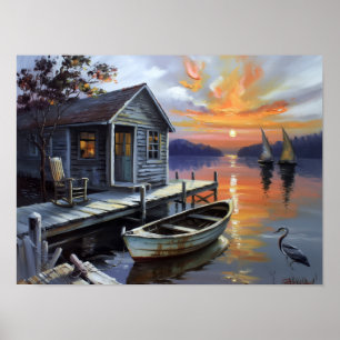 Solnederns tröst: Stuga vid sjön Poster