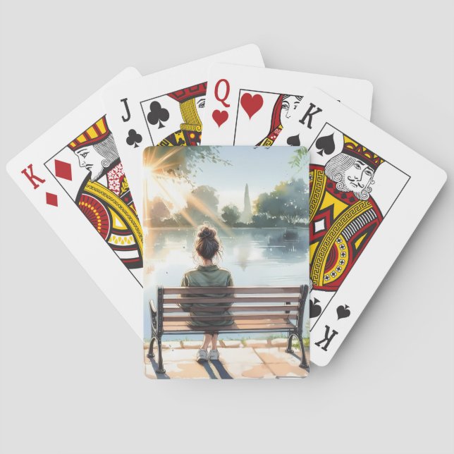Solnedersreflektioner Sjöscen Casinokort (Baksidan)