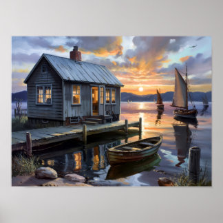 Solnedets tröst: Stuga vid sjön Poster