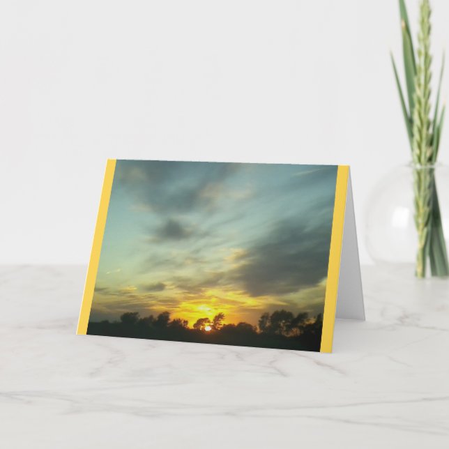 Solnedgång 4 hälsningskort ... Mobilt cellfoto 201 Kort (Framsida)