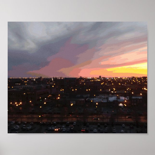 Solnedgång - 6 april 2018 kl. 7.34 poster (Framsidan)