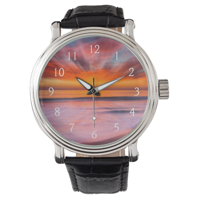 Solnedgång abstrakt från Tamarack Beach Armbandsur (Framsida)