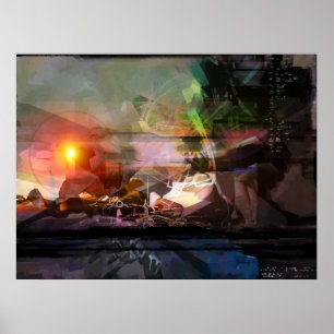 Solnedgång - abstrakt poster
