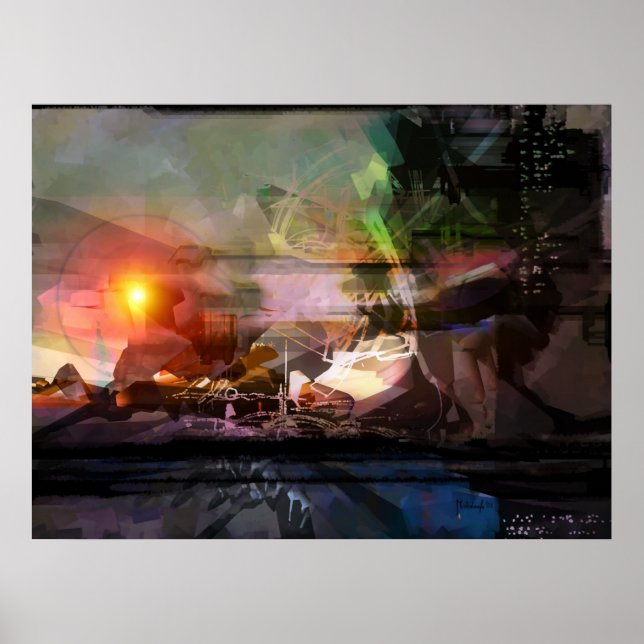 Solnedgång - abstrakt poster (Framsidan)