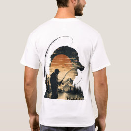 Solnedgång Angler Retro Fiske Silhuett T Shirt