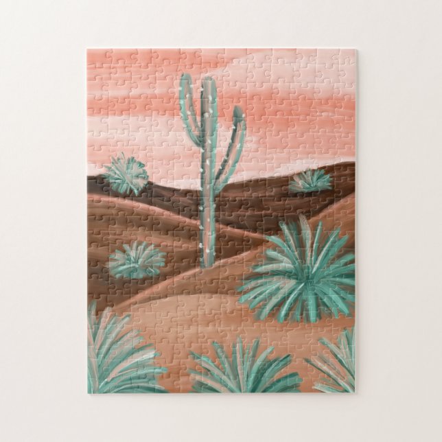 Solnedgång Arizona Desert & Cactus liggande Pussel (Vertikal)