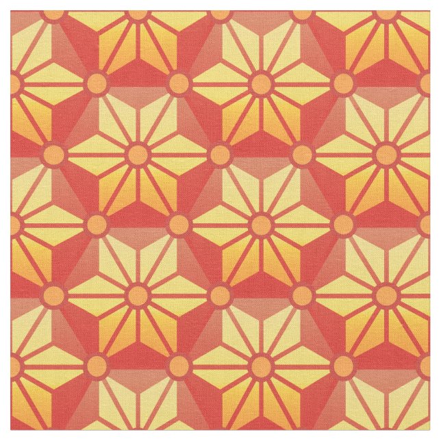 Solnedgång Asanoha - Traditionellt Japanskt Mönste Tyg (Närbild)
