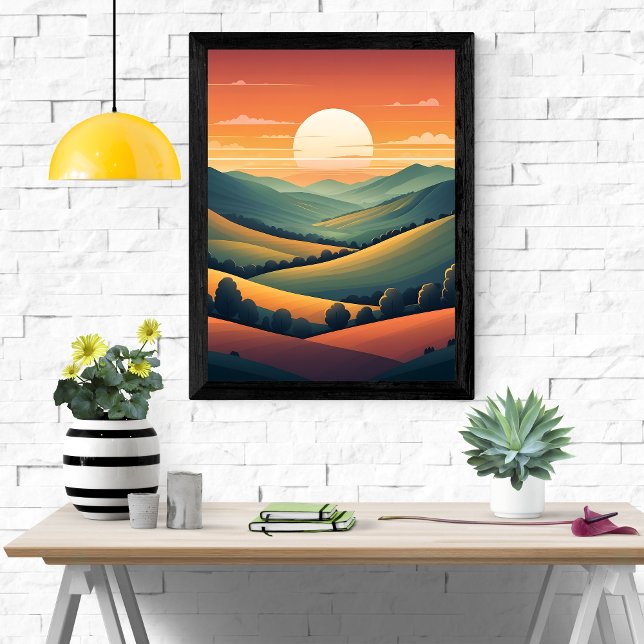 Solnedgång: Backe liggande Poster (Skapare uppladdad)