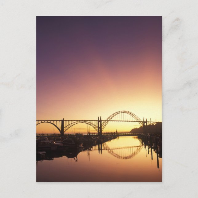 Solnedgång bakom Newport Bridge, Oregon Vykort (Framsida)