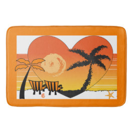 Solnedgång Beach Bath Mat-Orange Badrumsmatta