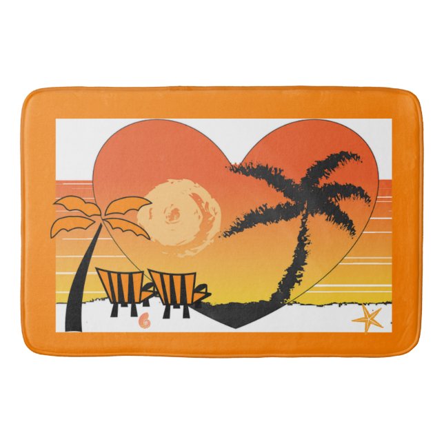 Solnedgång Beach Bath Mat-Orange Badrumsmatta (Framsidan)