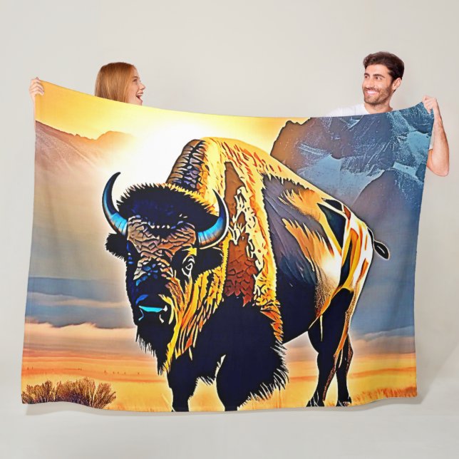 Solnedgång, Bison Art Design Fleecefilt (På plats)