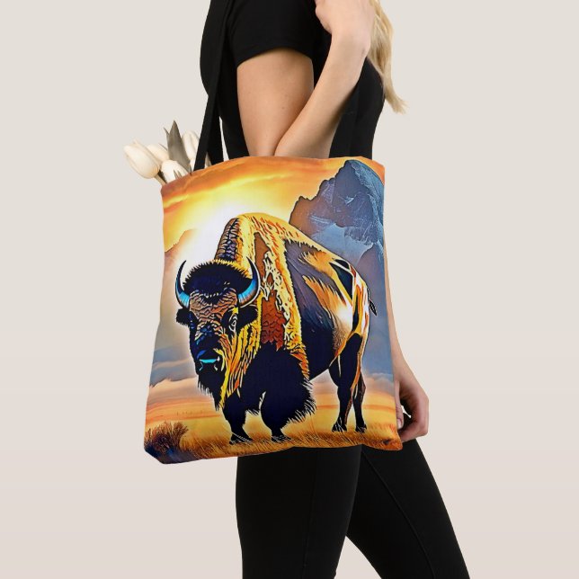 Solnedgång, Bison Art Design Tygkasse (Närbild)