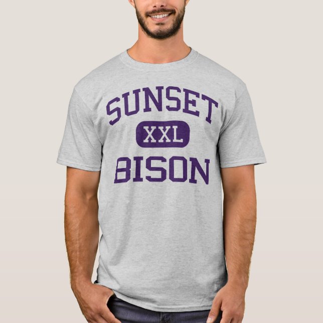 Solnedgång - Bison - solnedgånghögstadium - Dallas Tee (Framsida)