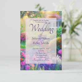 Solnedgång blomsterträdgård bröllopsinbjudan inbjudningar