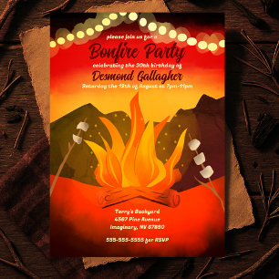 Solnedgång Bonfire Party-inbjudan Inbjudningar