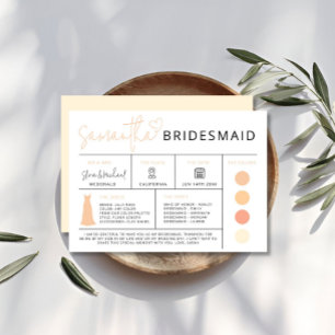 Solnedgång Bridesmaid Info Card, Brudens sida Guid Inbjudningar