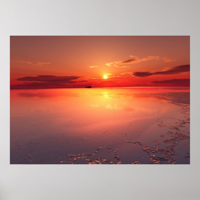 Solnedgång: brinnande is poster (Framsidan)
