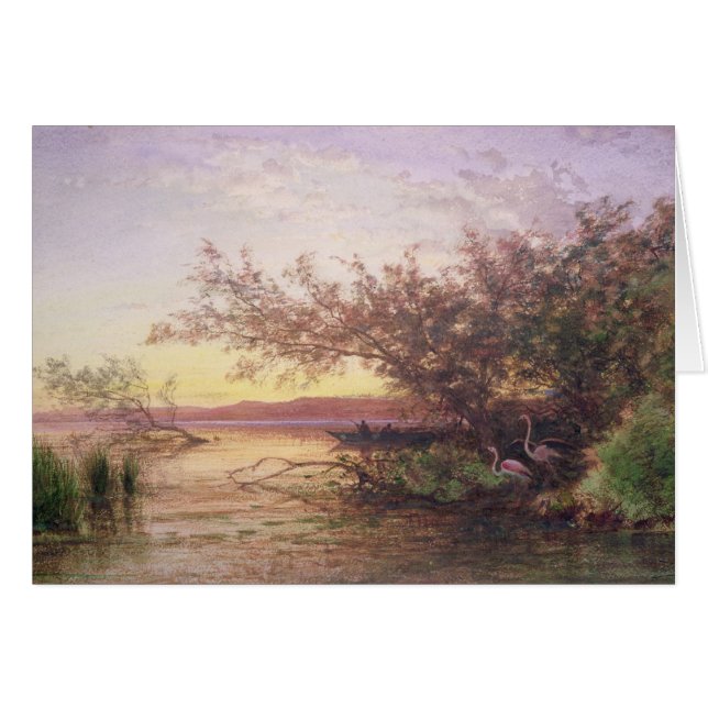 Solnedgång Camargue Hälsningskort (Framsidan Horizontal)