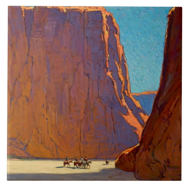 “Solnedgång Canyon de Chelly” av Edgar Payne Kakelplatta (Framsidan)