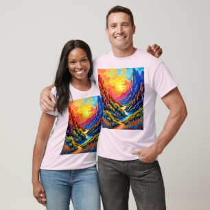 Solnedgång Canyon Flod Konst T Shirt