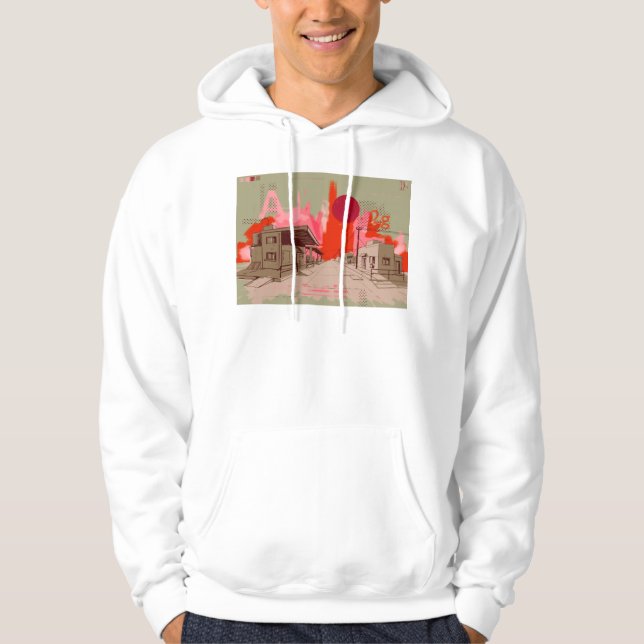 Solnedgång City bläck art Hoodie (Framsida)