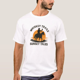 Solnedgång Cowboy Whiskey Trails Design T Shirt