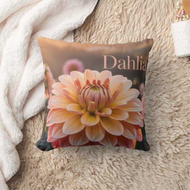 Solnedgång Dahlia Trädgård Kudde (Filt)