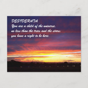 Solnedgång DESIDERATA Vykort