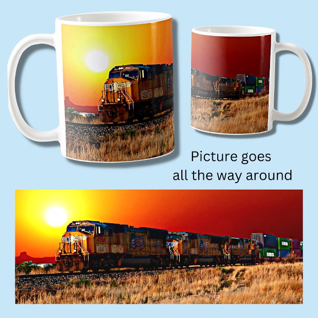 Solnedgång Diesel Locomotive Freight Tåg Kaffemugg (Skapare uppladdad)