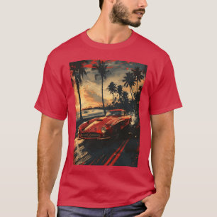 Solnedgång Drive Mercedes sportbil vänner retro T Shirt