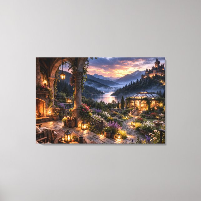 Solnedgång Eldstad Terrace Inpackad Canvas (Framsida)