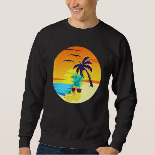 Solnedgång Exotic Pineapple Beach Handflatan Träd Lång Ärmad Tröja