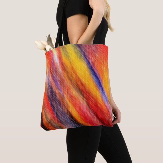 Solnedgång Färg Mönster Tote Bag Abstract Design Tygkasse (Närbild)